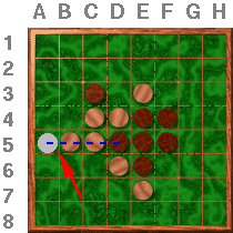Placing a disc (4): Black playing A5...