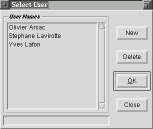 Screenshot of User Select dialog box